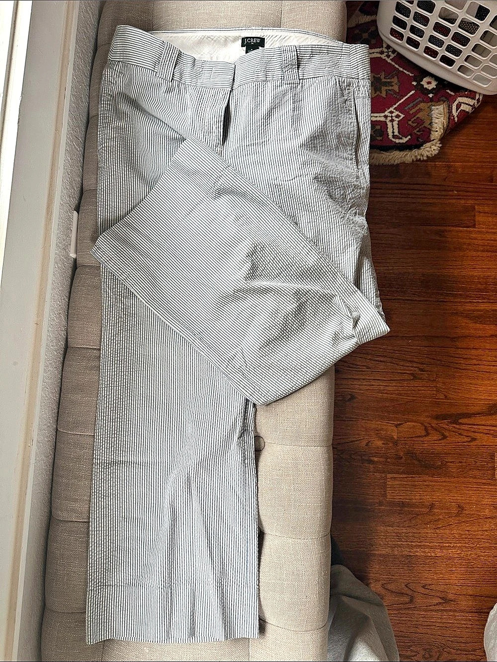 J.Crew City Fit Seersucker Striped Pants Blue & White Size 6